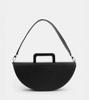 Монополия | Полукруглая каркасная женская сумка Stella M в черном цвете 