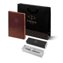 Монополия | Подарочный набор: Шариковая ручка Parker Jotter Essential, St. Steel GT и Ежедневник недатированный, коричневый 1951110_5593182