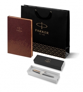 Монополия | Подарочный набор: Шариковая ручка Parker Jotter Essential, St. Steel GT и Ежедневник недатированный, коричневый 1951110_5593182