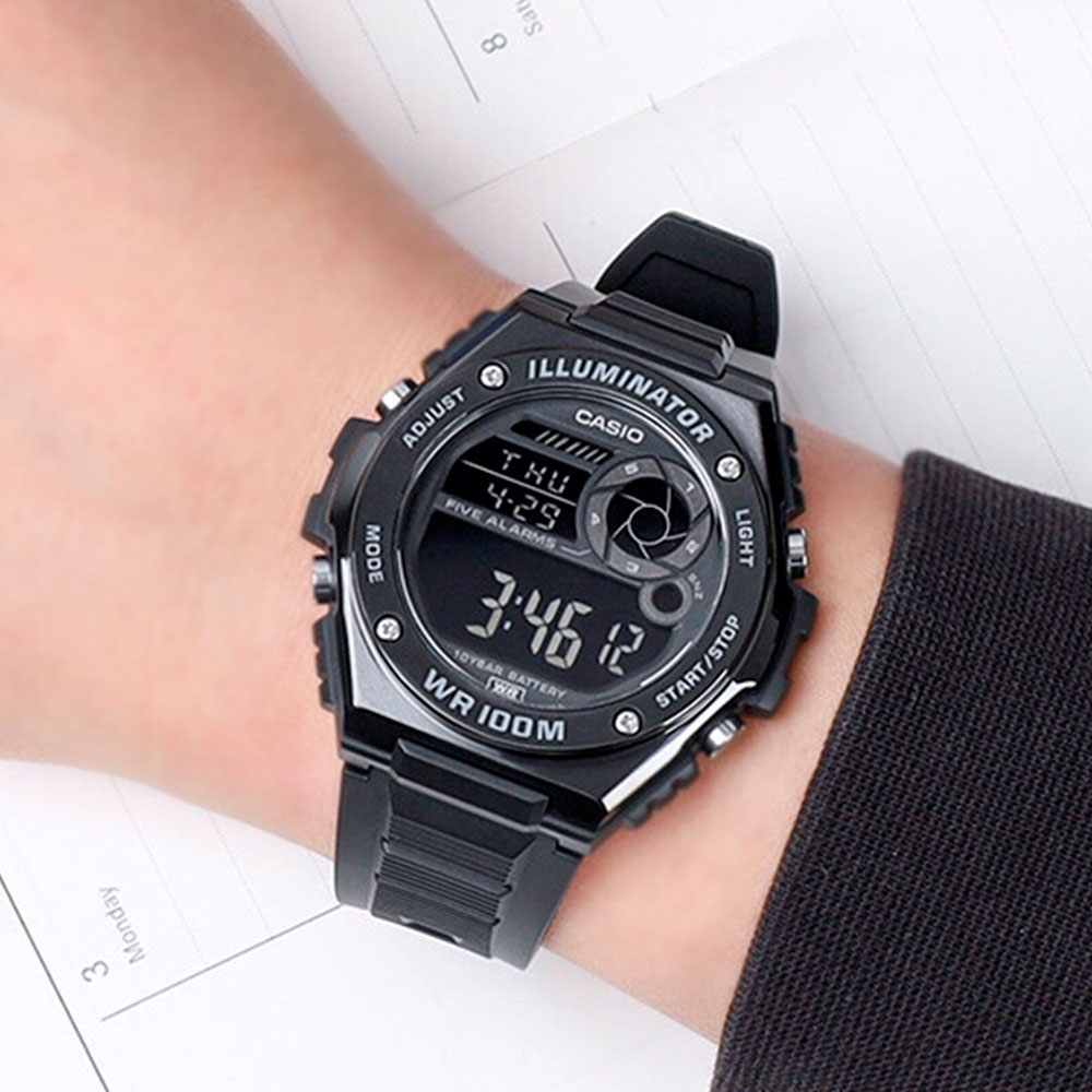 Японские наручные часы мужские Casio Collection  MWD-100HB-1B с хронографом | Casio 