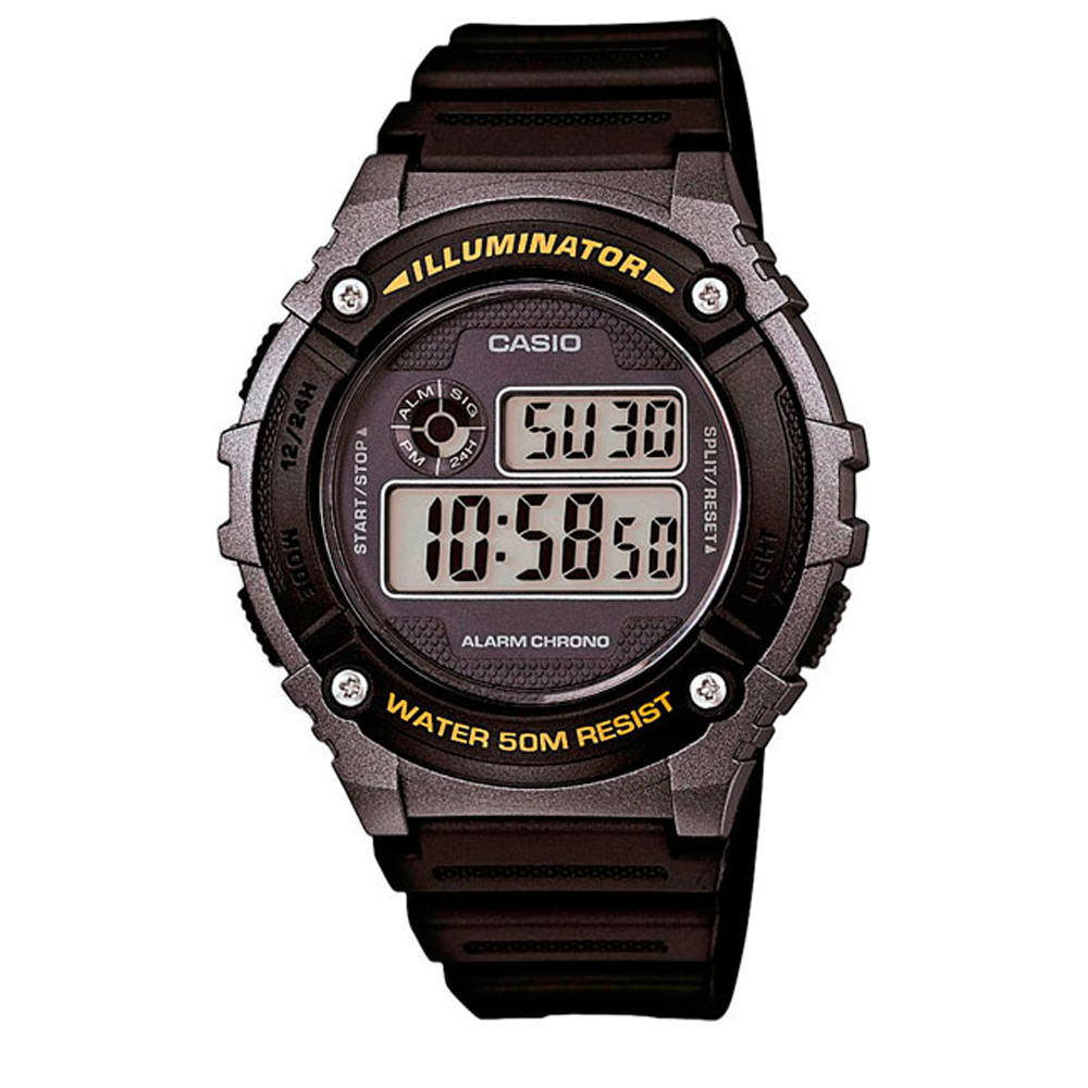 Японские наручные часы мужские Casio Collection W-216H-1B с хронографом | Casio 