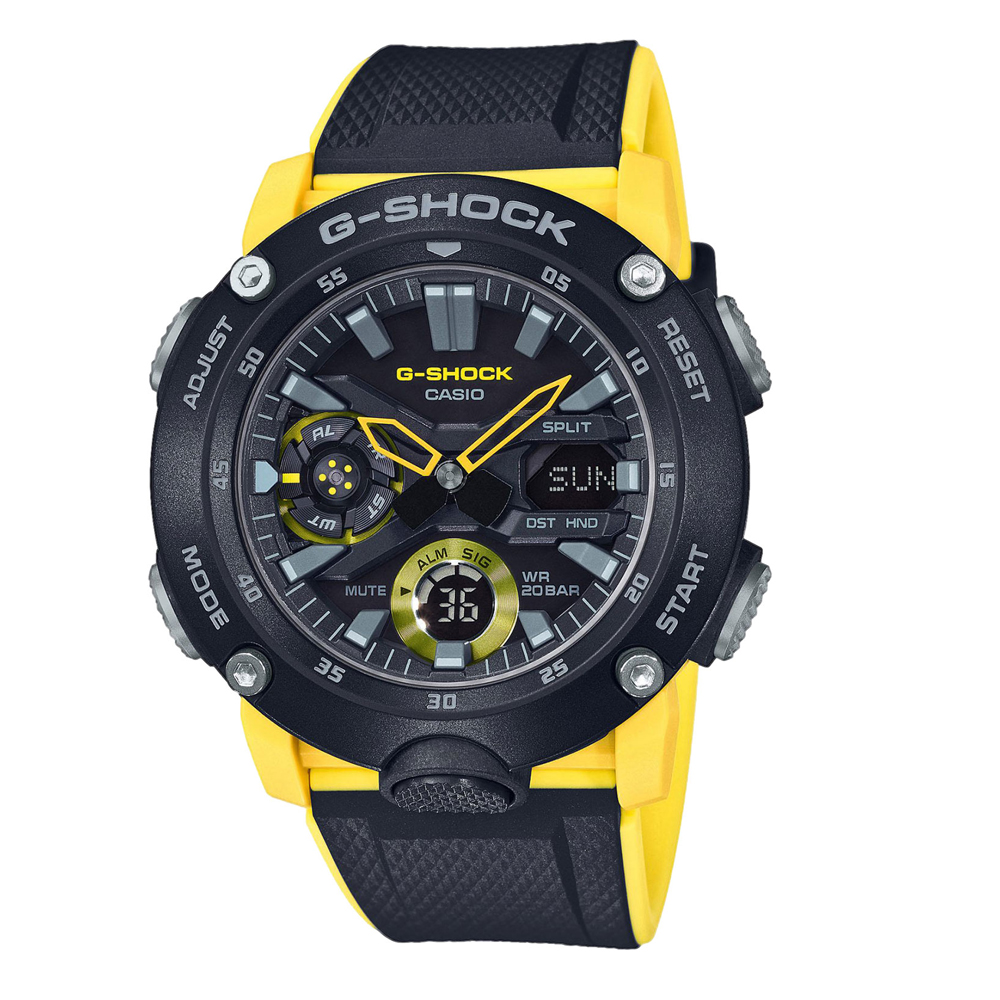 Японские часы мужские CASIO G-SHOCK GA-2000-1A9ER с хронографом | Casio 