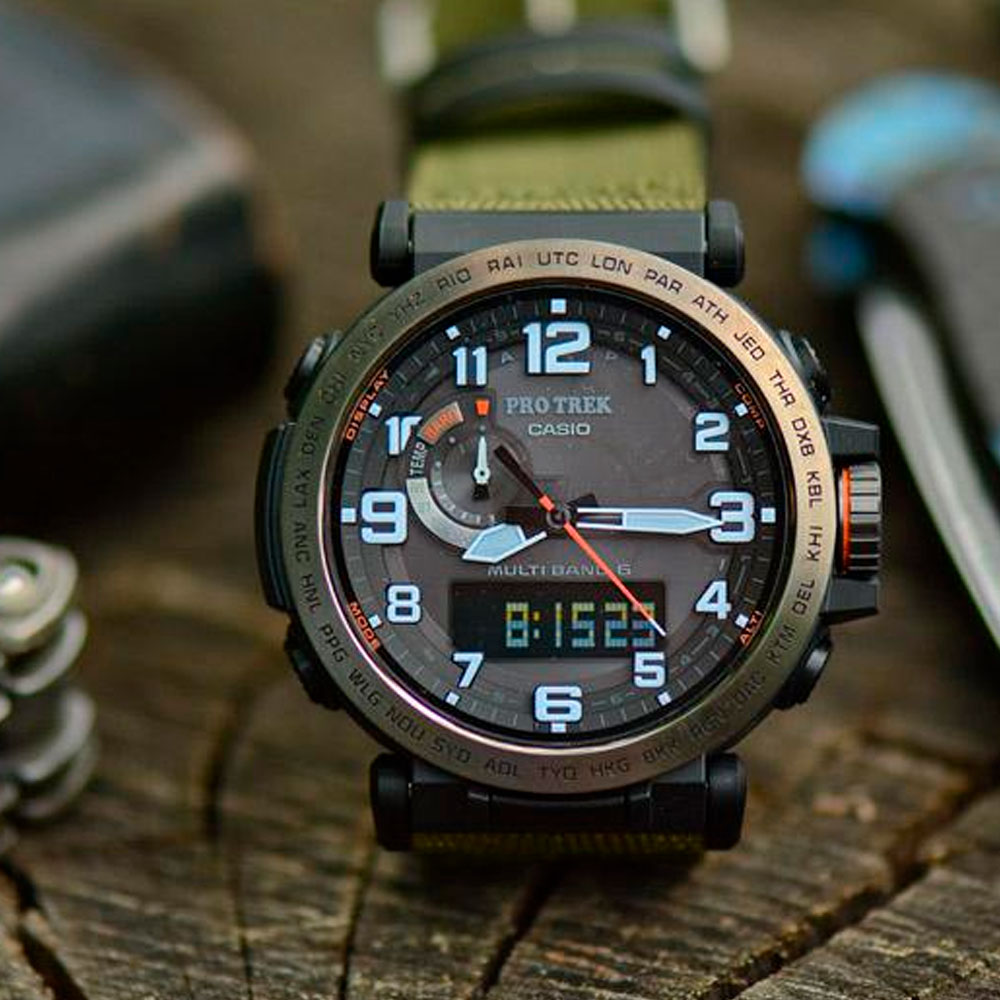 Японские наручные часы мужские Casio Pro Trek PRW-6600YB-3E с хронографом | Casio 