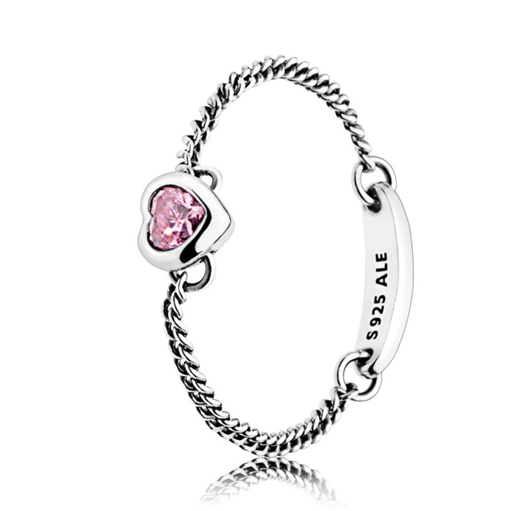 Кольцо из серебра с розовым кубическим цирконием | PANDORA 