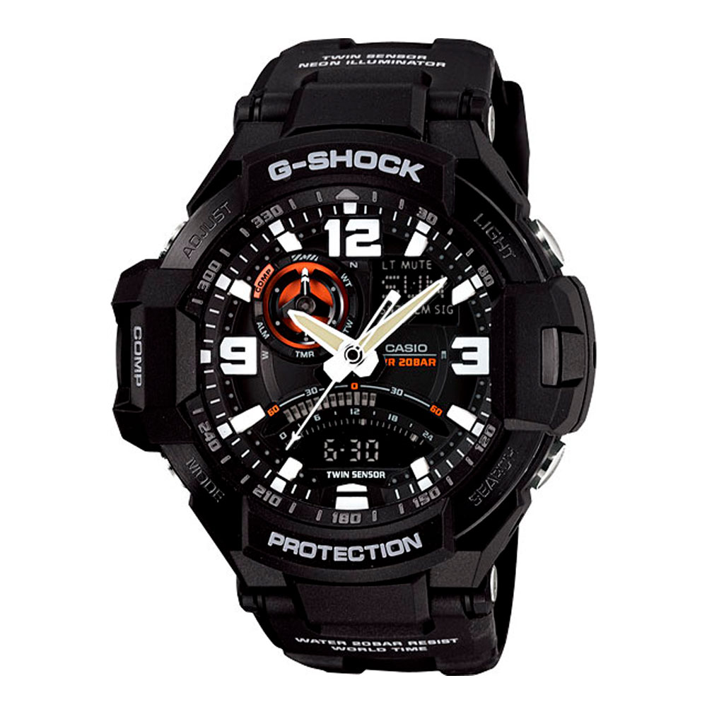 Японские наручные часы мужские Casio G-SHOCK GA-1000-1A с хронографом | Casio 
