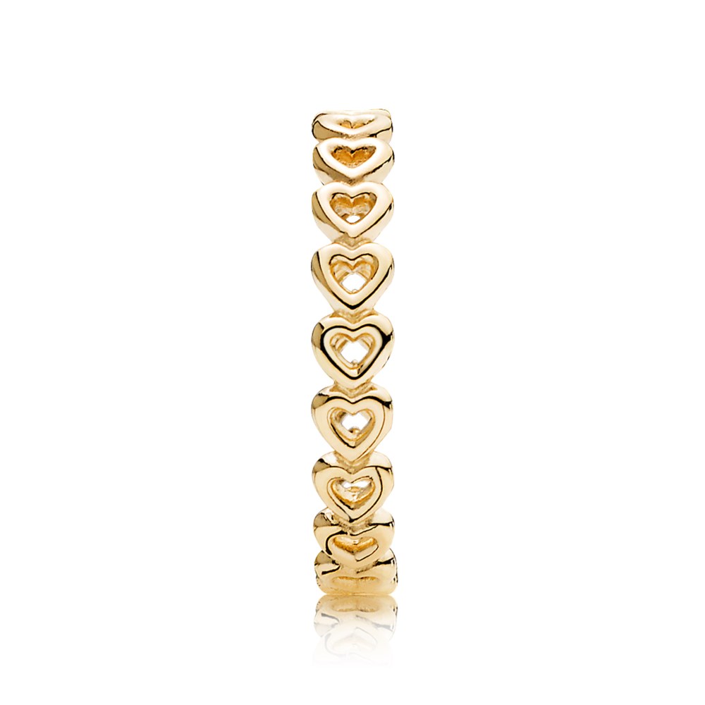 Кольцо «Золотые соединенные сердца» | PANDORA 