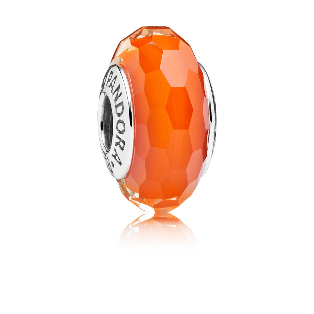 Подвеска-шарм с ограненным оранжевым муранским стеклом | PANDORA 