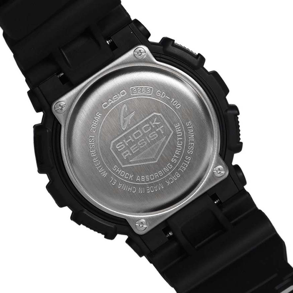 Японские часы мужские Casio G-SHOCK GD-100-1B с хронографом | Casio 