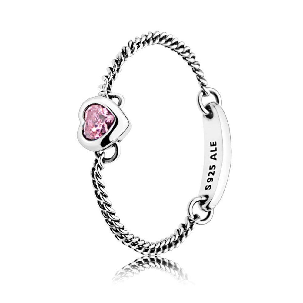 Кольцо из серебра с розовым кубическим цирконием | PANDORA 