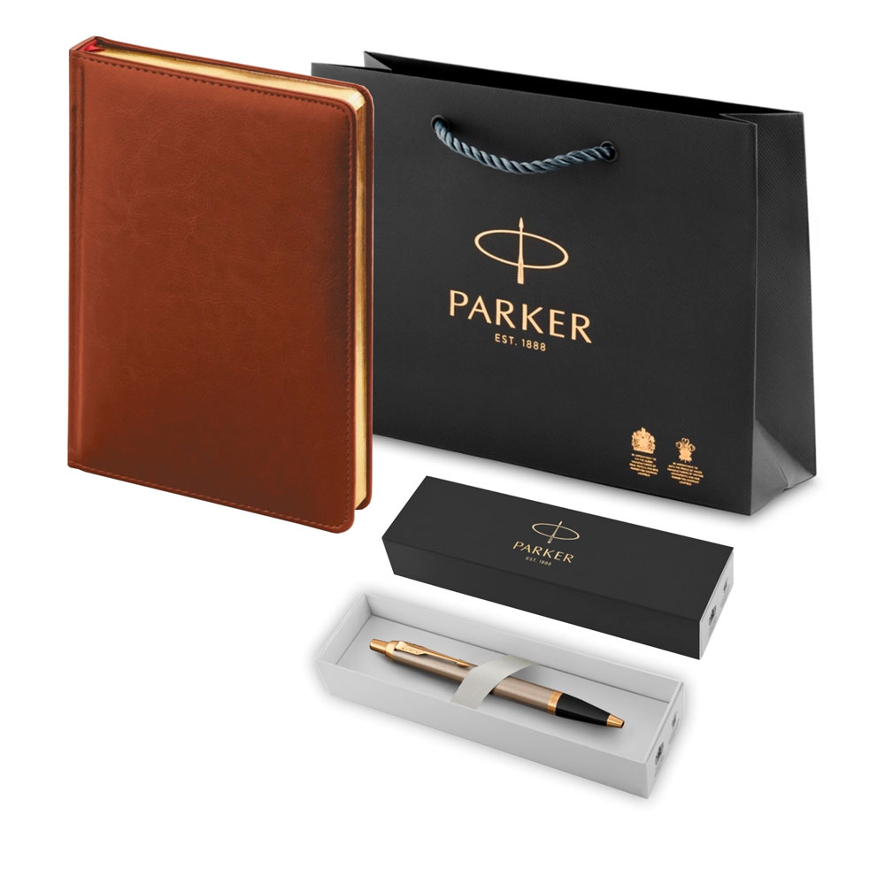 Подарочный набор: Шариковая ручка Parker IM Metal Core Brushed Metal GT и Ежедневник недатированный А5 коричневый 1933352_051670 Parker Parker IM.  | PARKER 