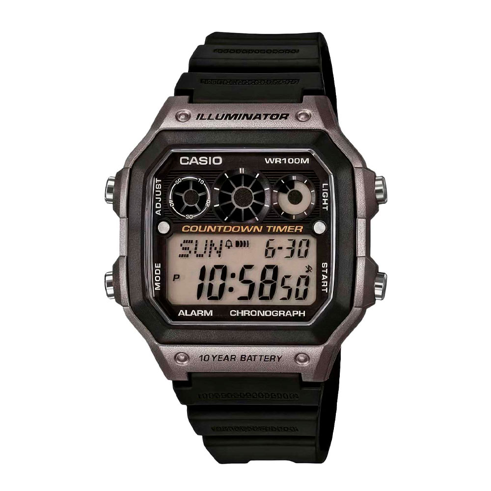 Японские часы мужские CASIO Collection Illuminator AE-1300WH-8A с хронографом | Casio 