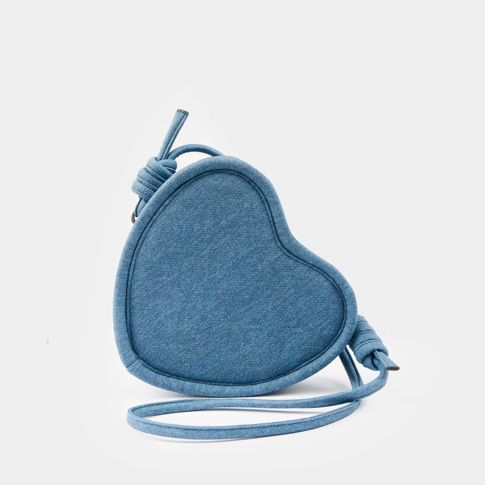 Каркасная сумка Crush в форме сердца с ремнем в цвете деним индиго | ARNY PRAHT 