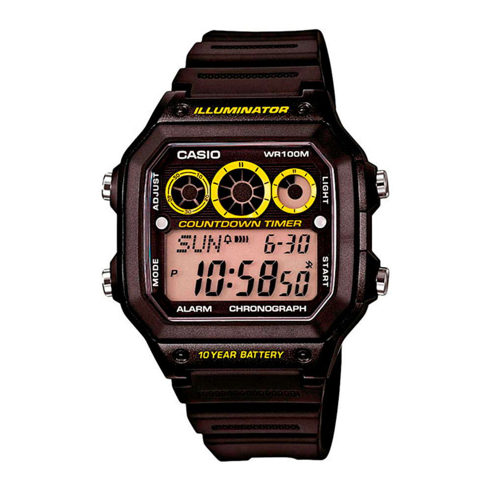 Японские часы мужские CASIO Collection Illuminator AE-1300WH-1A с хронографом | Casio 