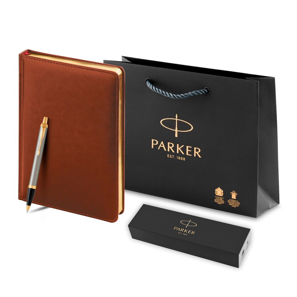 Подарочный набор: Шариковая ручка Parker IM Metal Core Brushed Metal GT и Ежедневник недатированный А5 коричневый 1933352_051670 Parker Parker IM.  | PARKER 