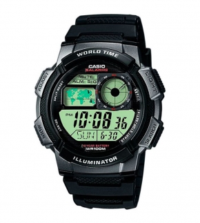 Монополия | Японские наручные часы мужские Casio Collection AE-1000W-1B с хронографом