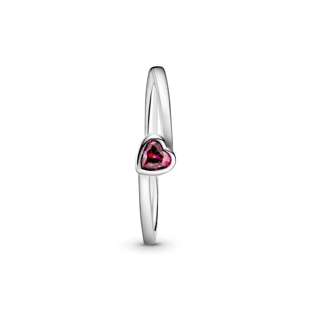 Кольцо «Склонившееся сердце» с красным камнем | PANDORA 