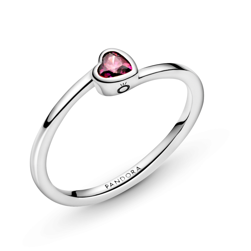 Кольцо «Склонившееся сердце» с красным камнем | PANDORA 