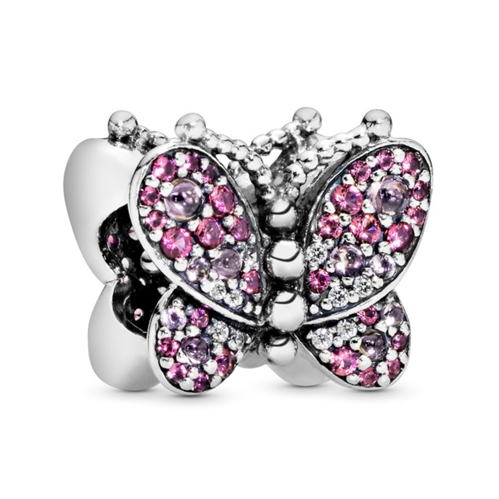 Шарм    «Сияющая розовая бабочка» | PANDORA 