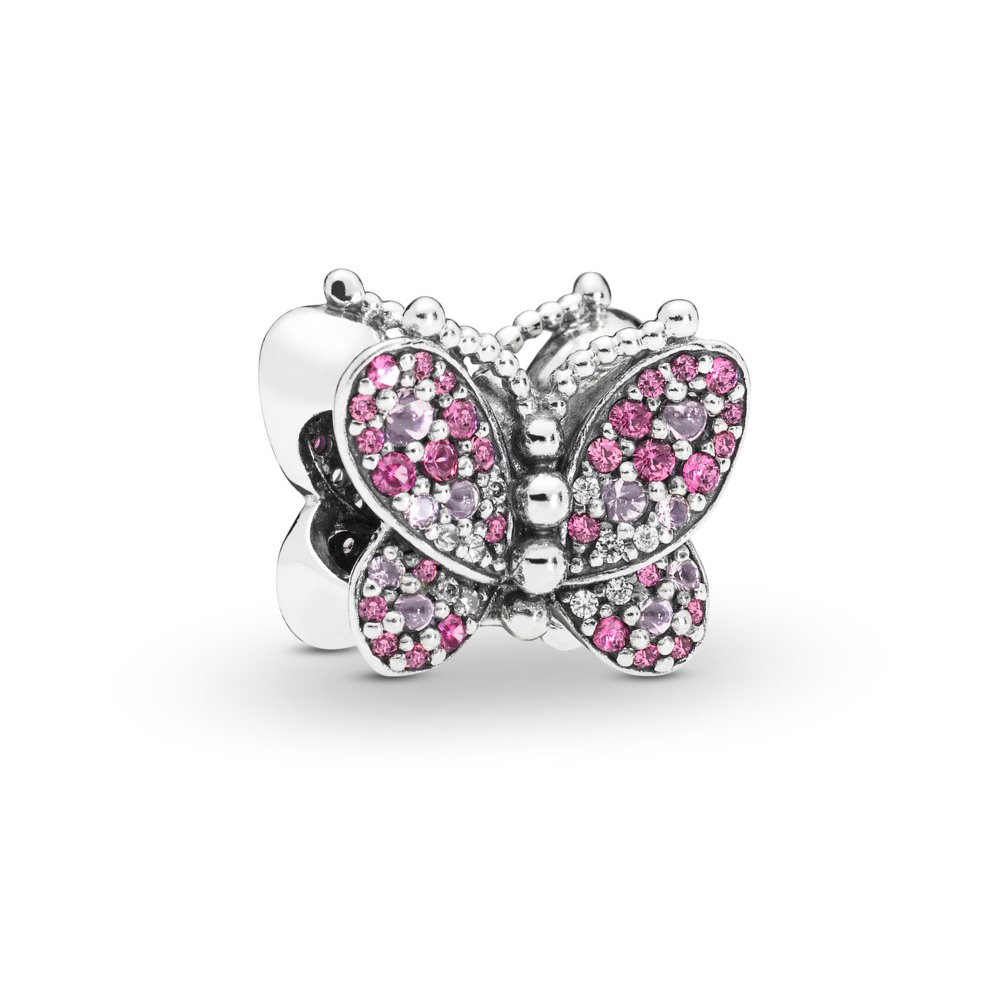 Шарм    «Сияющая розовая бабочка» | PANDORA 