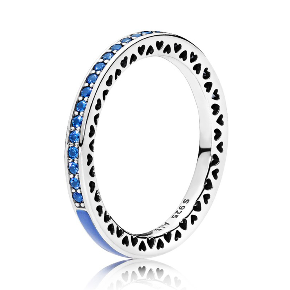 Кольцо «Синее лучезарное сердце Pandora» Размер 16 и 17 | PANDORA