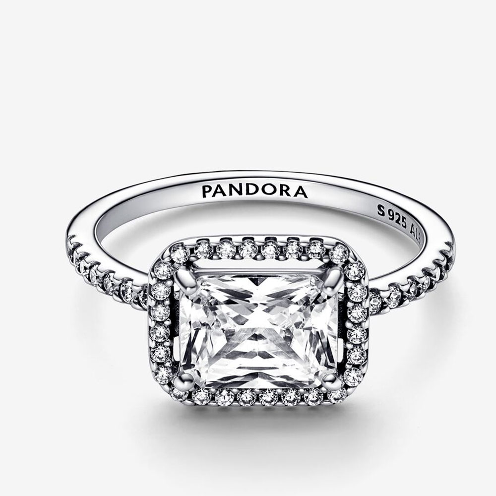 Кольцо Pandora «Rectangular Sparkling Halo Ring»  | PANDORA 